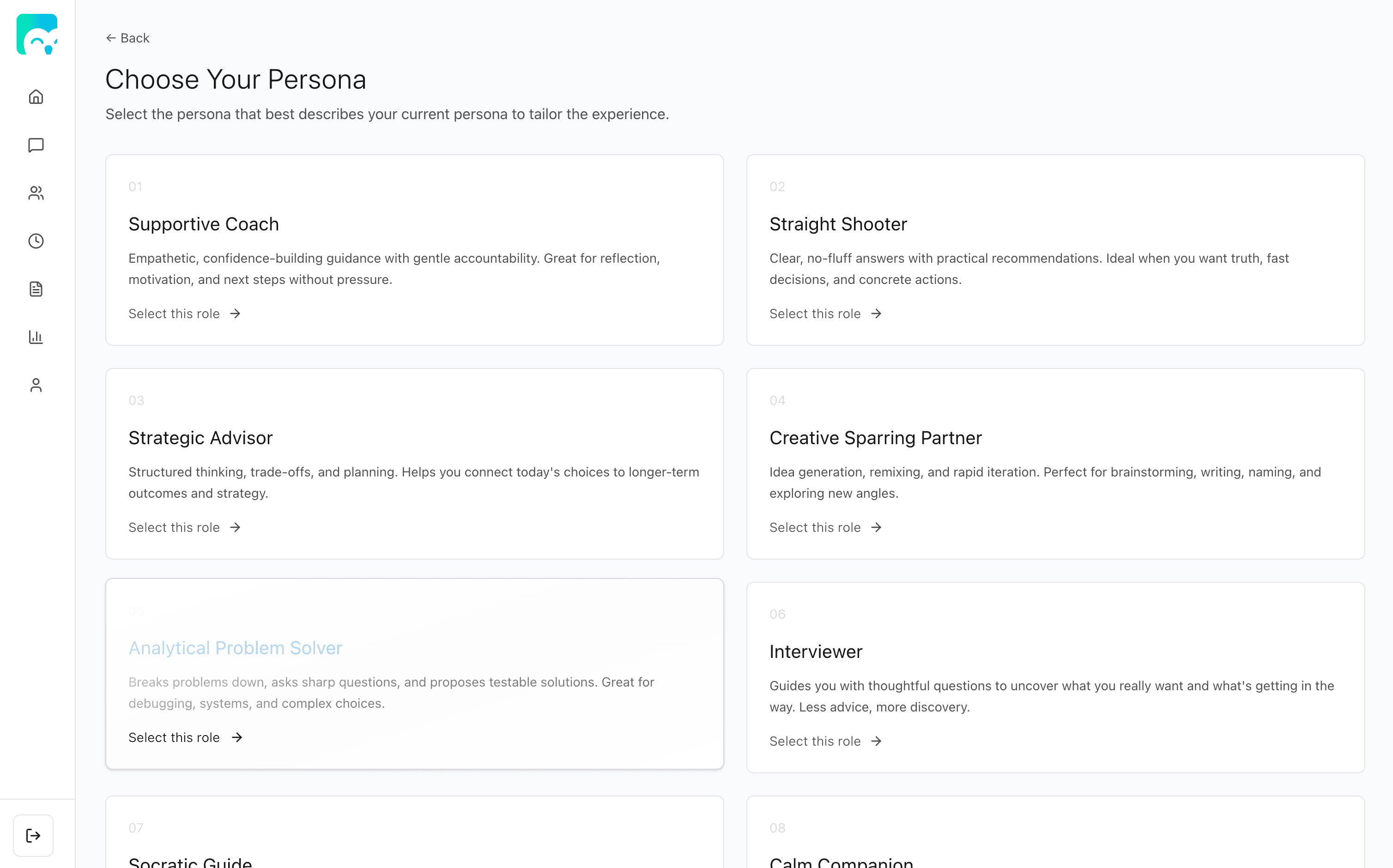 Persona selection placeholder